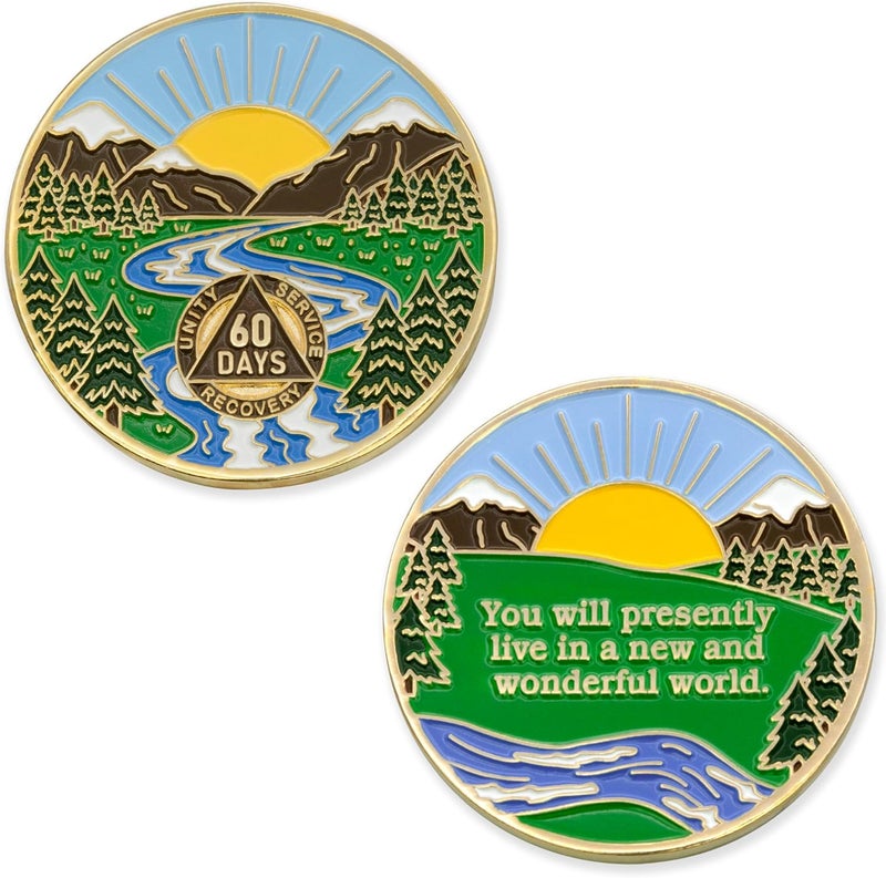 Sobriety Mint 60 Days Winding River Gold Plated AA Recovery Medallion/Chip/Token - 2 Months - Image 3